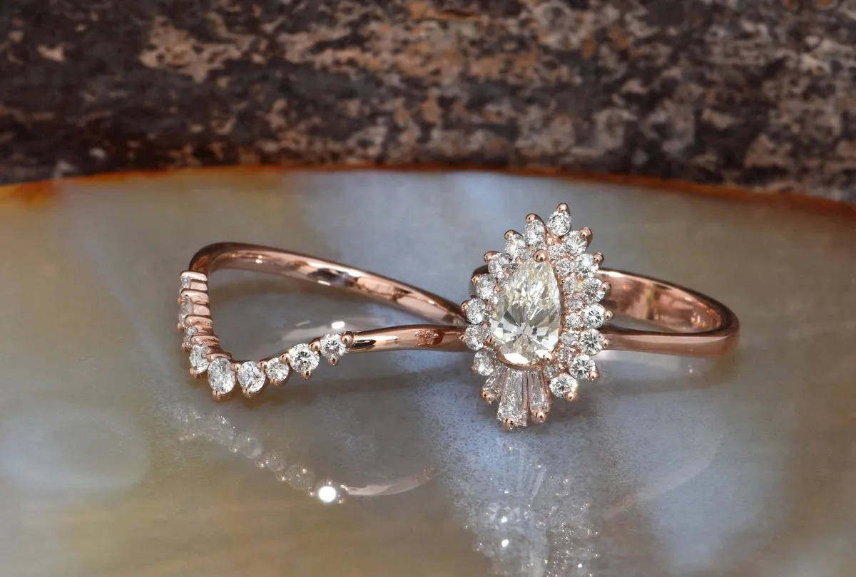 1 carat diamond - art deco wedding ring sets