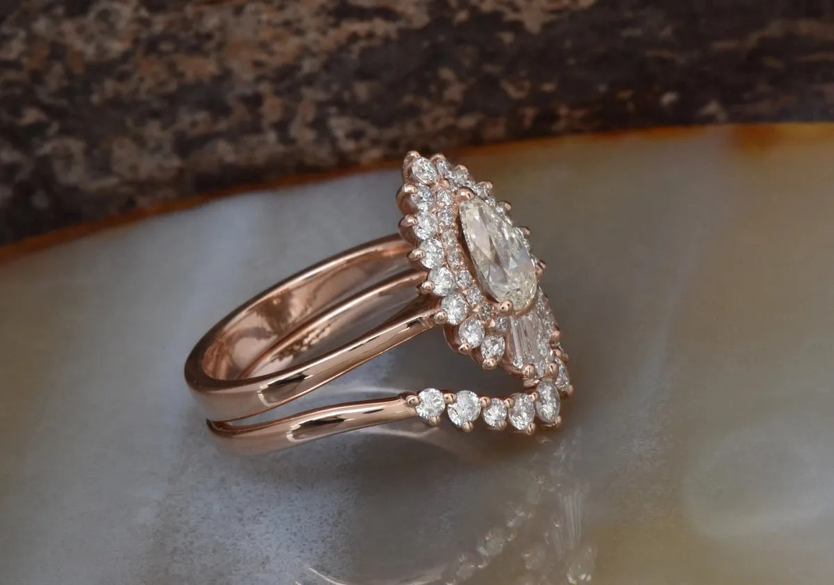 1 carat diamond - art deco wedding ring sets