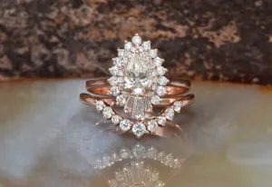 1 carat diamond - art deco wedding ring sets