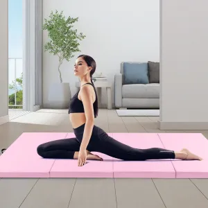 10' x 4' x 2" 4-Panel Folding Exercise Mat with Carrying Handles for Gym Yoga Light Pink