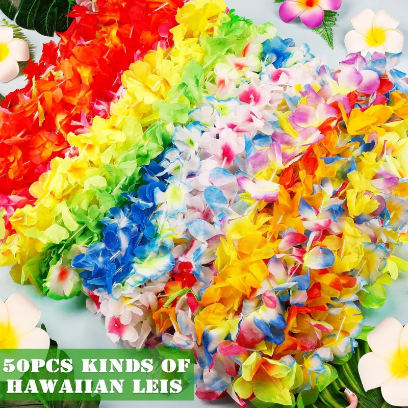 100 Pack Of Floral Leis For Parties And Event Decorations