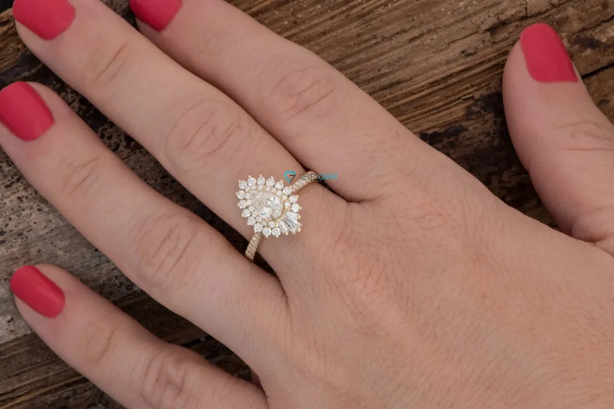 1.3 carat Vintage Gatsby engagement ring-Yellow gold 14k 18K
