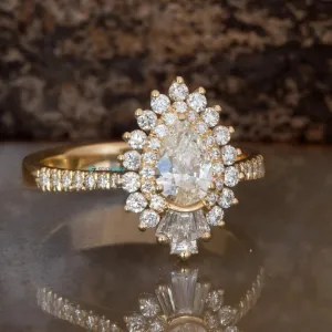 1.3 carat Vintage Gatsby engagement ring-Yellow gold 14k 18K