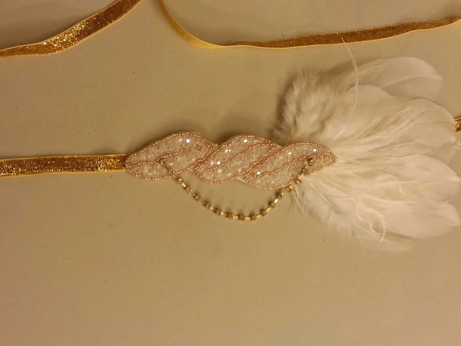 1920 Headband Flapper Dress fascinator Headpiece Great Gatsby Dress Headband  Gold tone Sparkly Feather Flapper Hairband, Feather fascinator