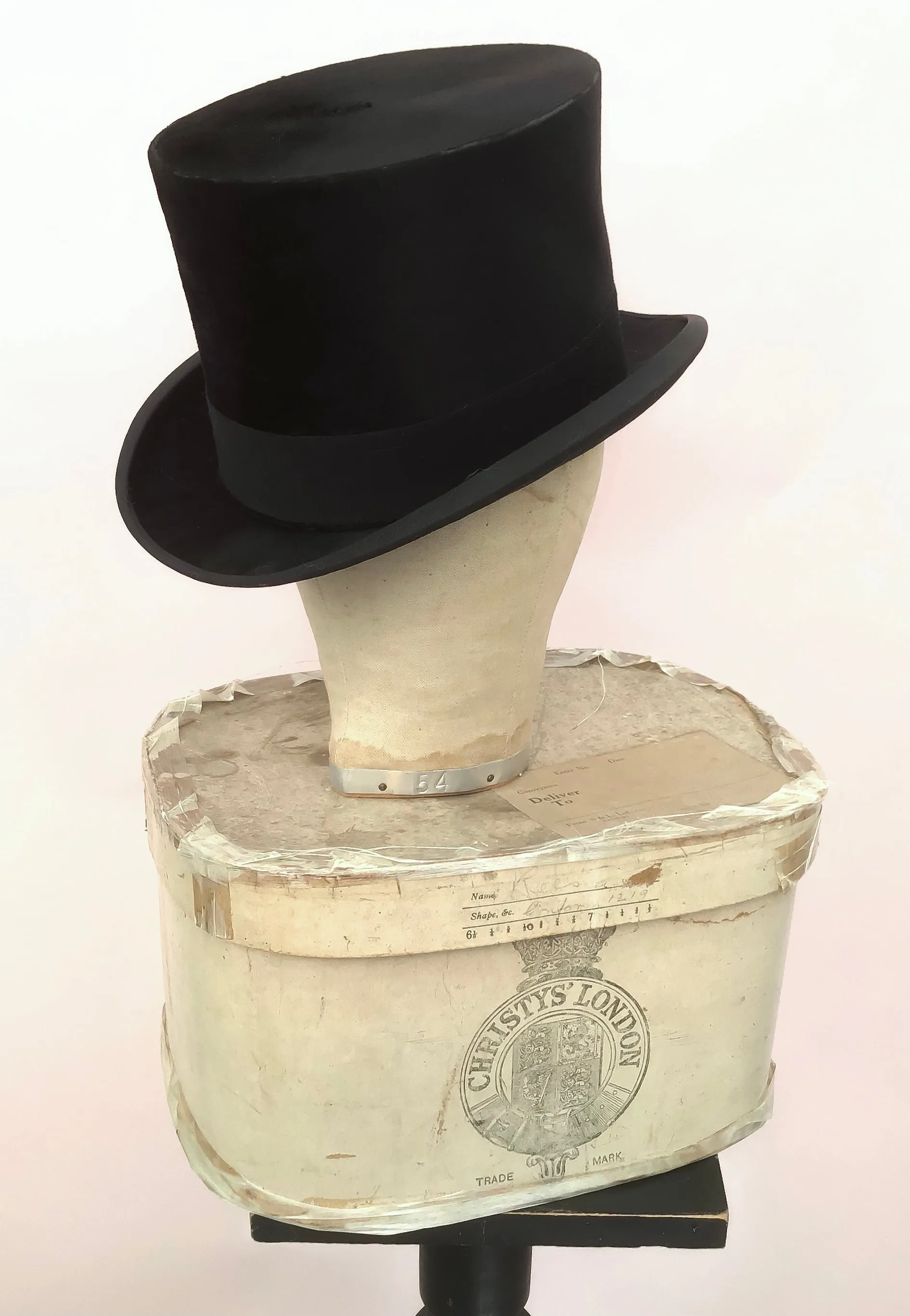 1920s Vintage Christie's Silk Top Hat in Christie's box