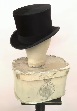 1920s Vintage Christie's Silk Top Hat in Christie's box