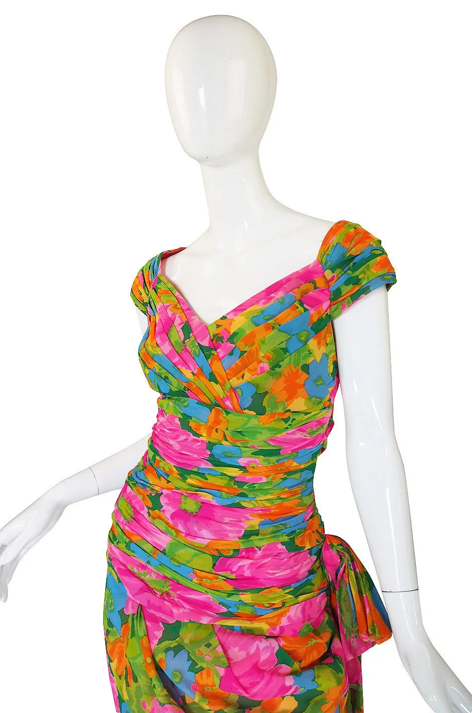 1980s Silk Jacques Molkos Fitted Dress