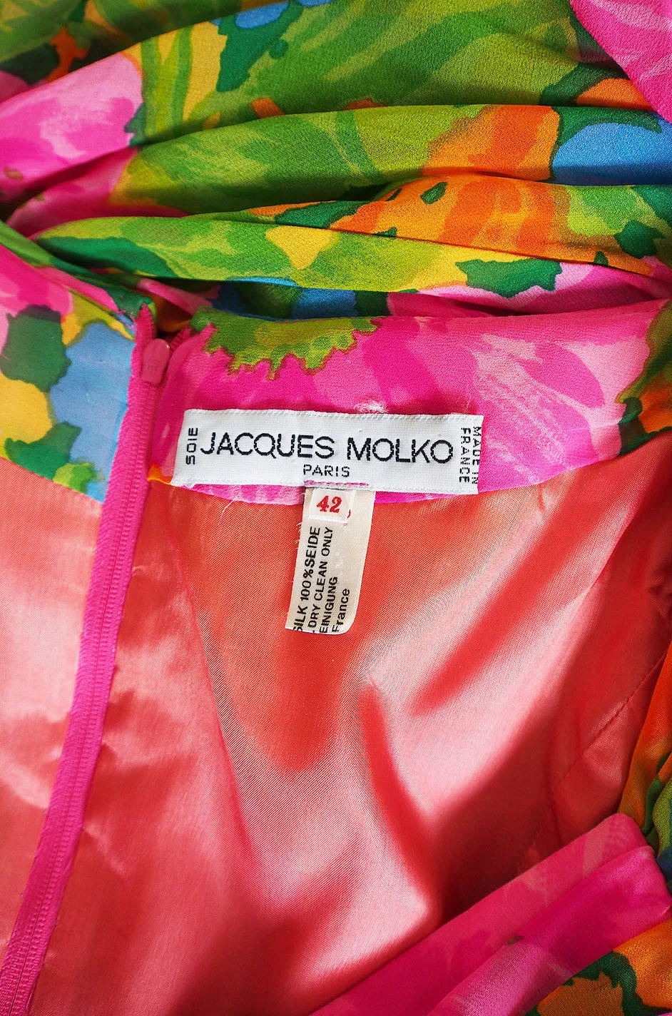 1980s Silk Jacques Molkos Fitted Dress