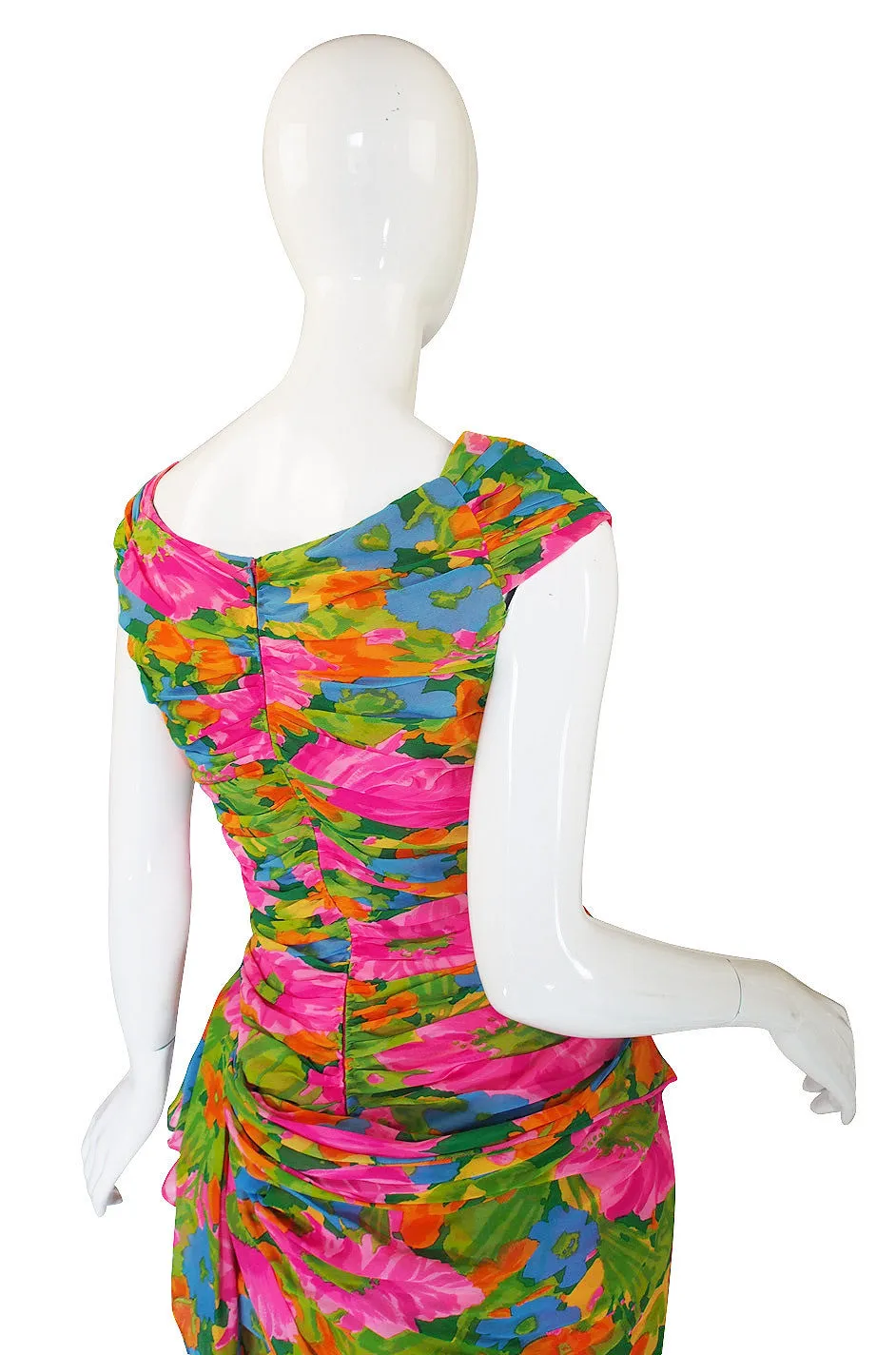 1980s Silk Jacques Molkos Fitted Dress