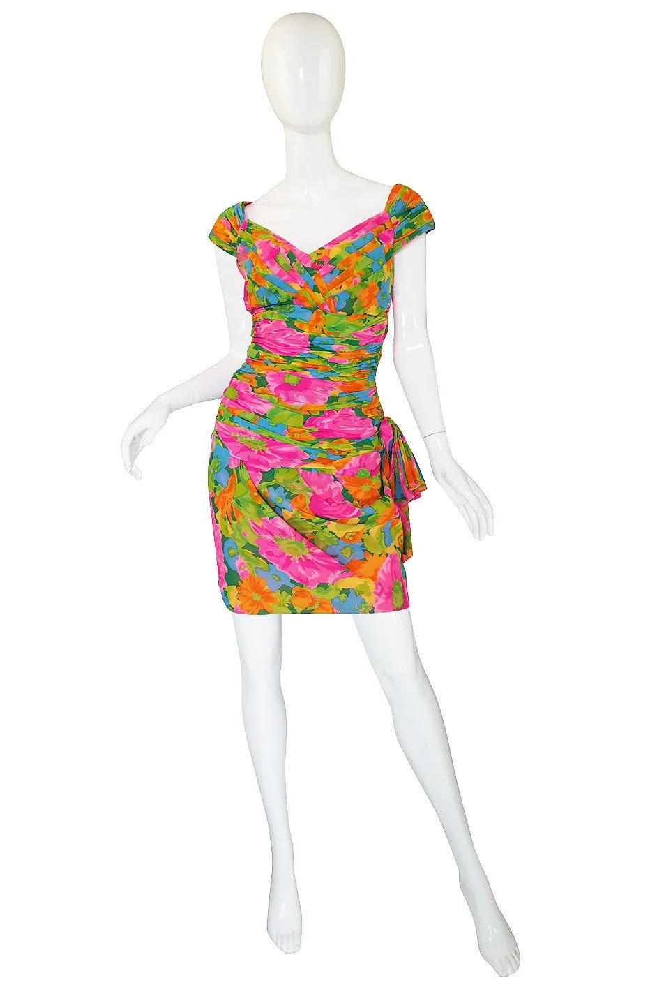 1980s Silk Jacques Molkos Fitted Dress