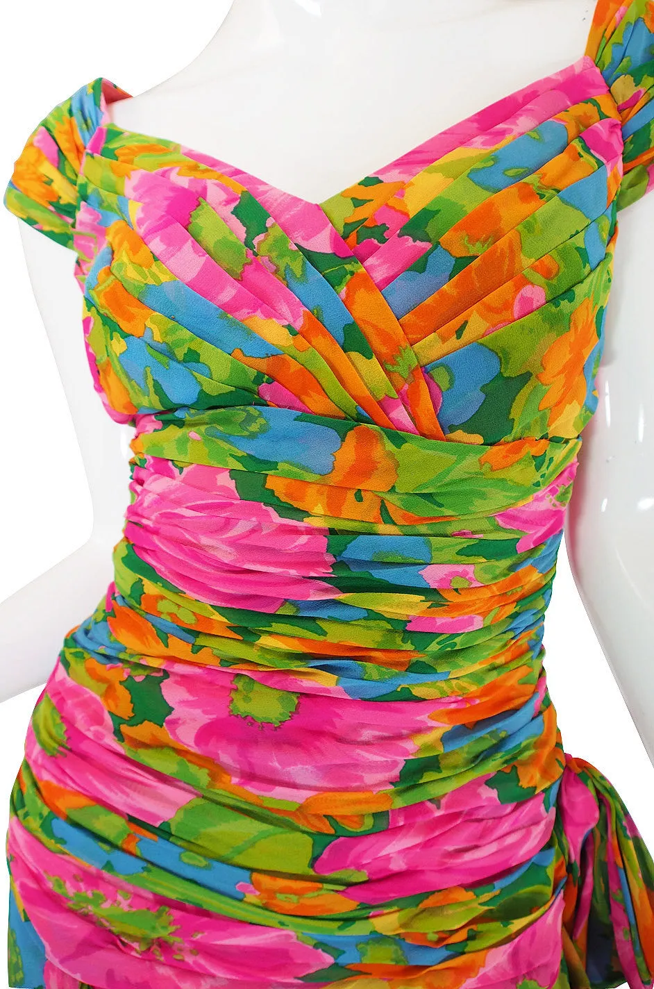 1980s Silk Jacques Molkos Fitted Dress