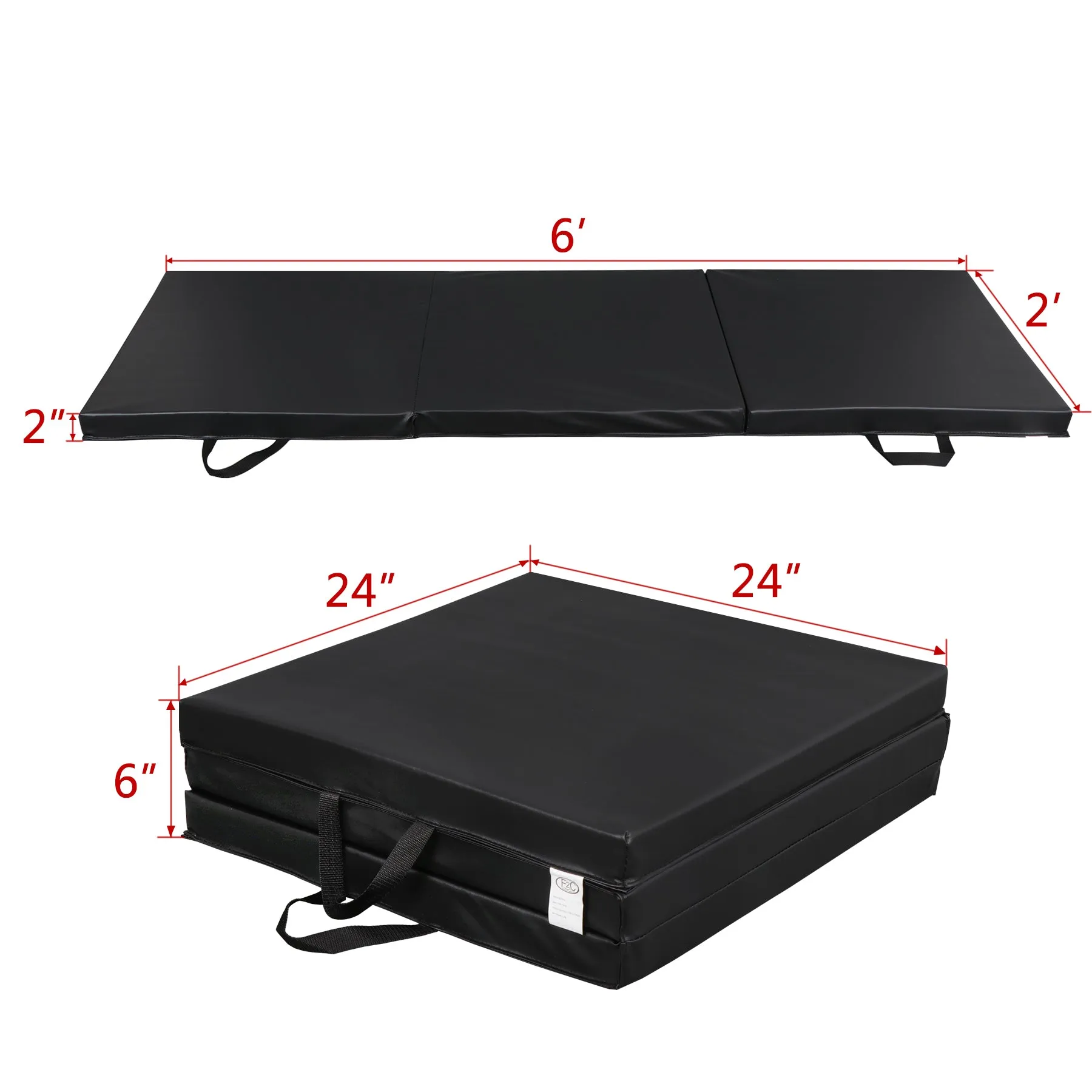 6 x 2' Folding Gym Mat Tri-Fold Aerobics Workout Floor Mat
