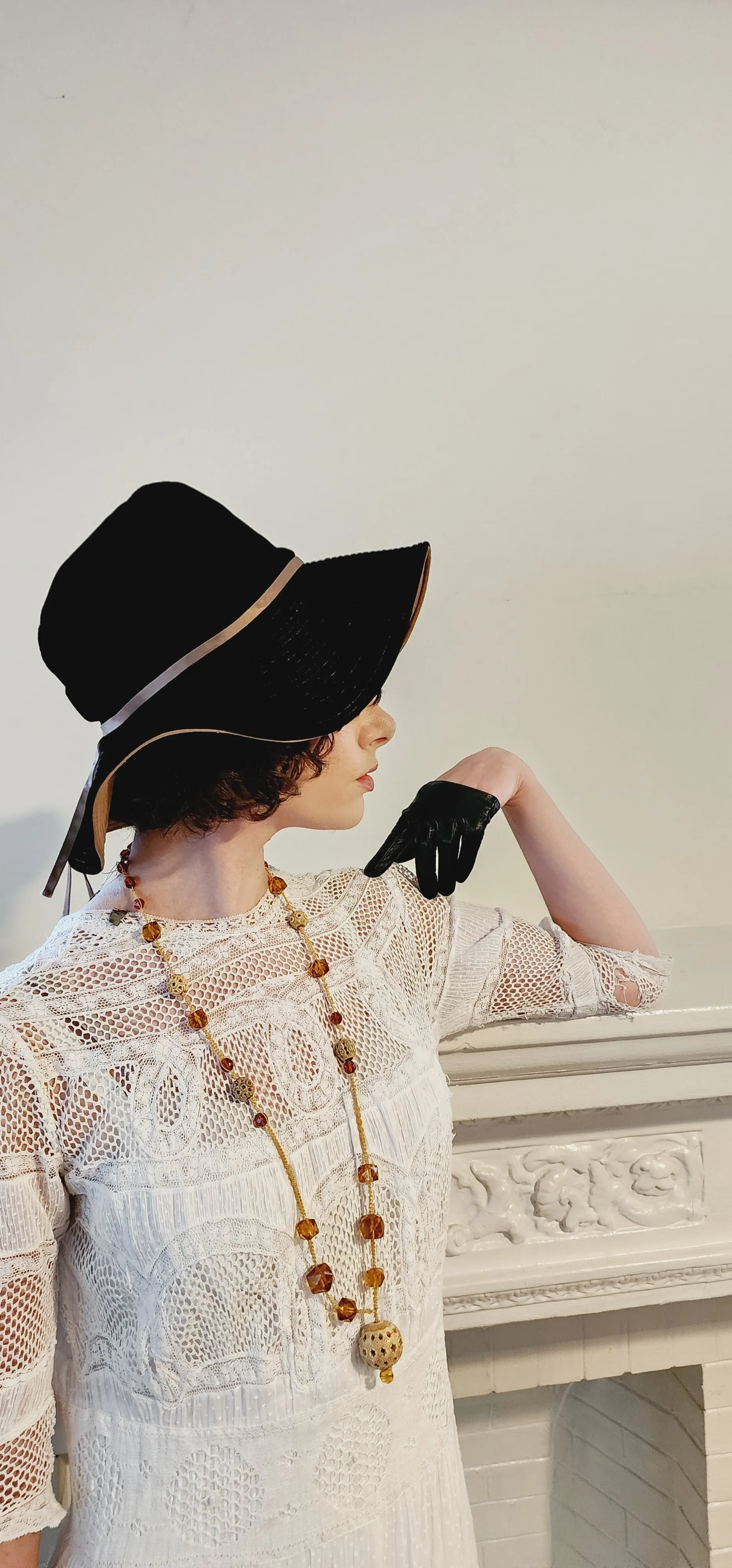 70s Black Velvet Floppy Hat Wide Brim Boho