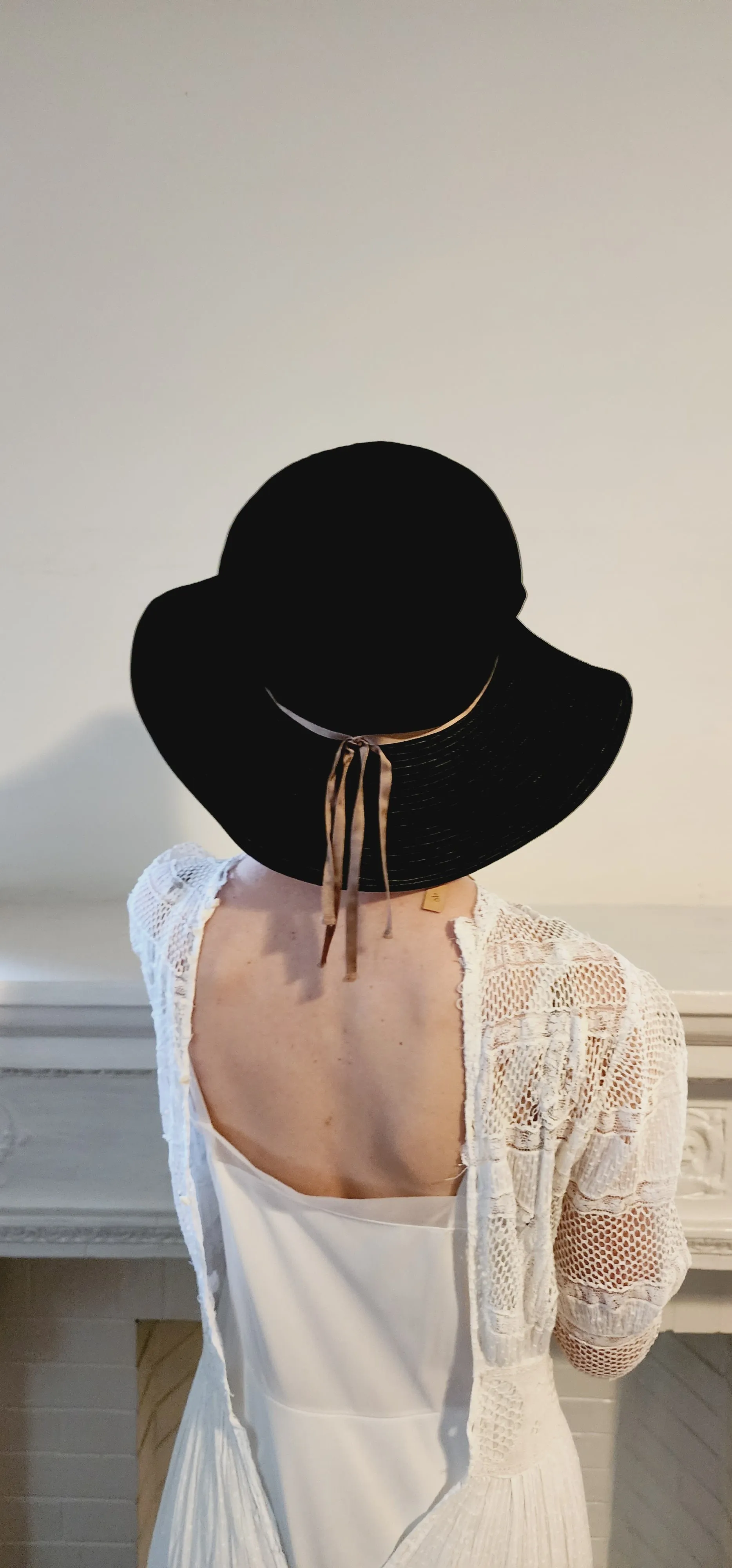 70s Black Velvet Floppy Hat Wide Brim Boho