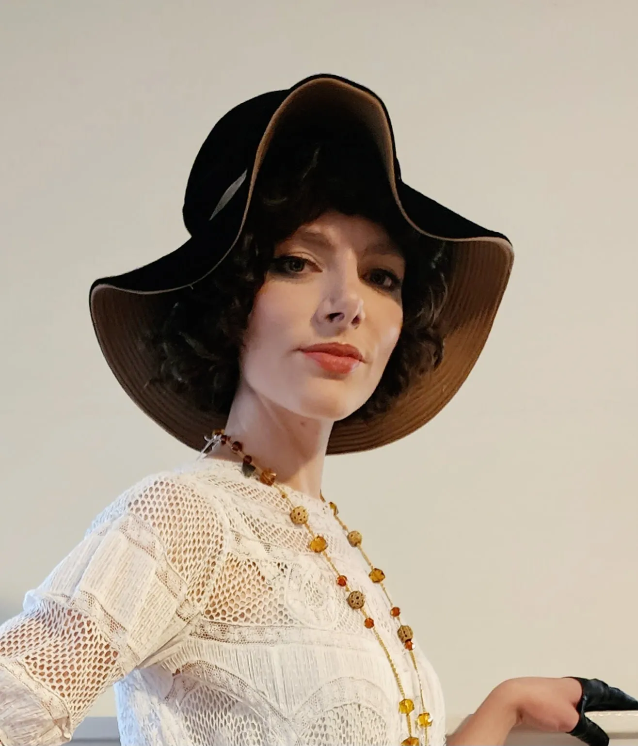 70s Black Velvet Floppy Hat Wide Brim Boho