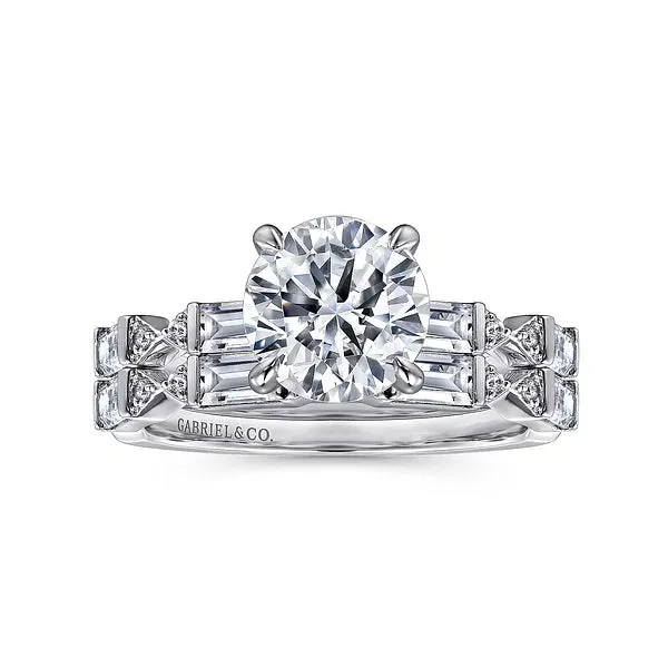 Art Deco Inspired Round Diamond Engagement Ring Mounting