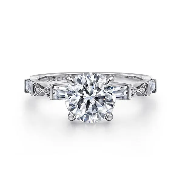 Art Deco Inspired Round Diamond Engagement Ring Mounting