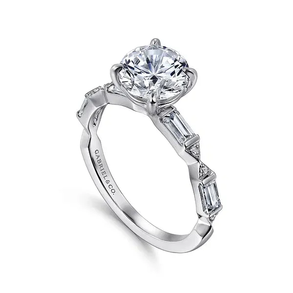 Art Deco Inspired Round Diamond Engagement Ring Mounting