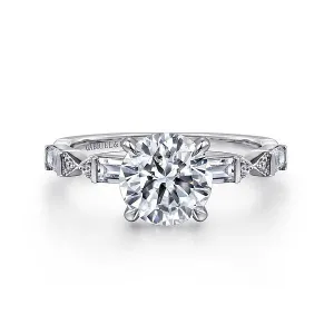Art Deco Inspired Round Diamond Engagement Ring Mounting