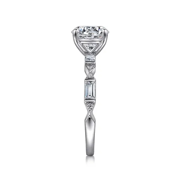 Art Deco Inspired Round Diamond Engagement Ring Mounting