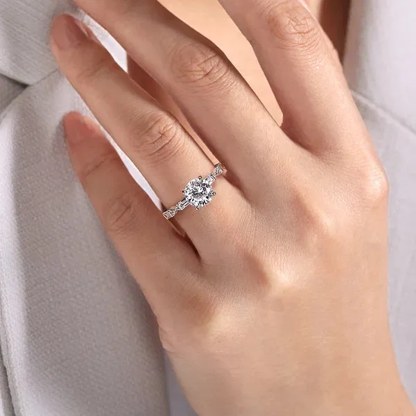 Art Deco Inspired Round Diamond Engagement Ring Mounting