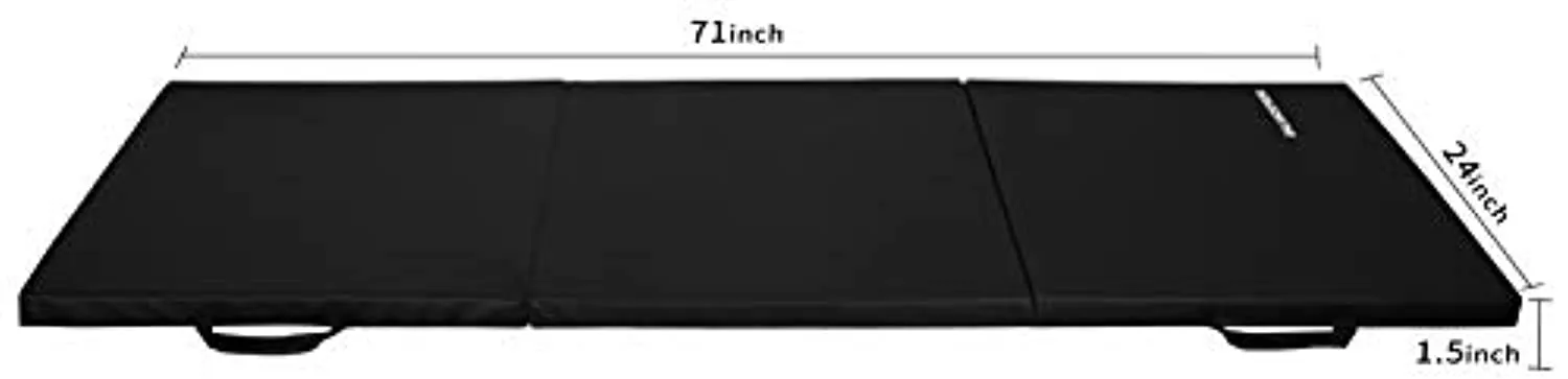 BalanceFrom 1.5" Thick Tri-Fold Folding Exercise Mat with Carrying Handles for MMA, Gymnastics and Home Gym Protective Flooring