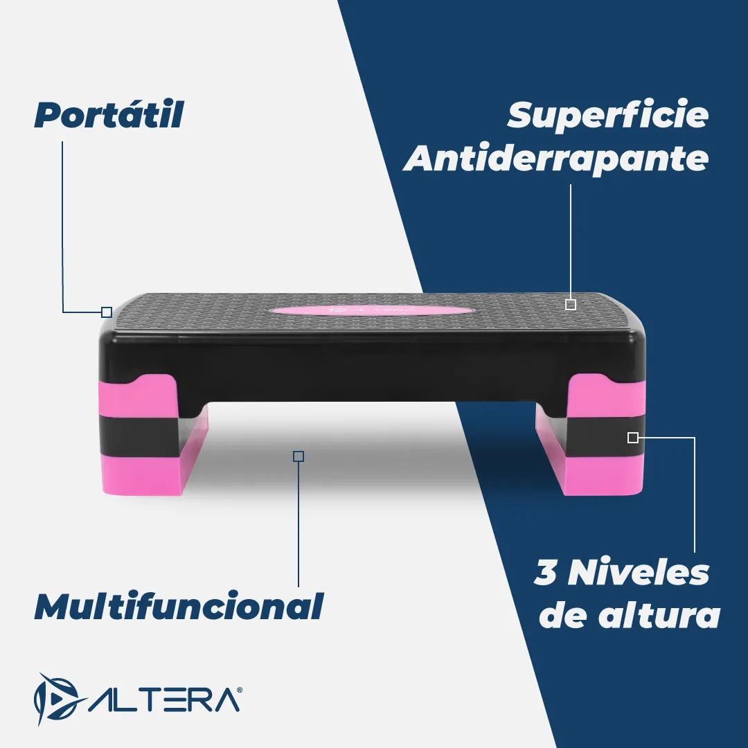Banco Step Altera Ejercicio Fitness Gym Ajustable 3 Alturas
