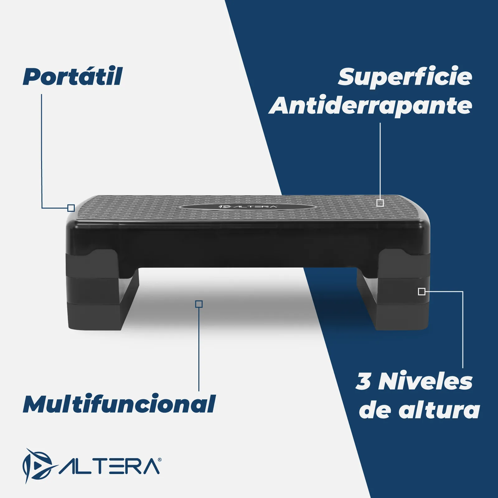 Banco Step Altera Ejercicio Fitness Gym Ajustable 3 Alturas