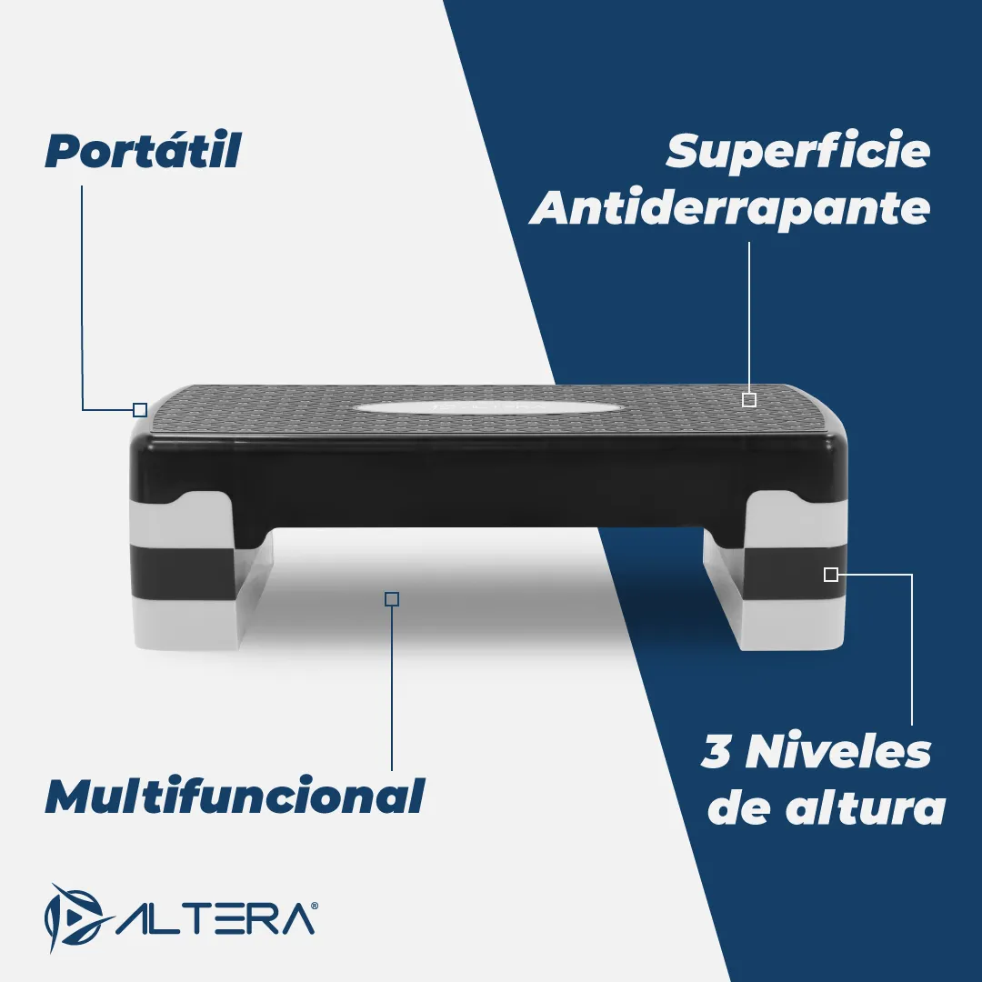 Banco Step Altera Ejercicio Fitness Gym Ajustable 3 Alturas