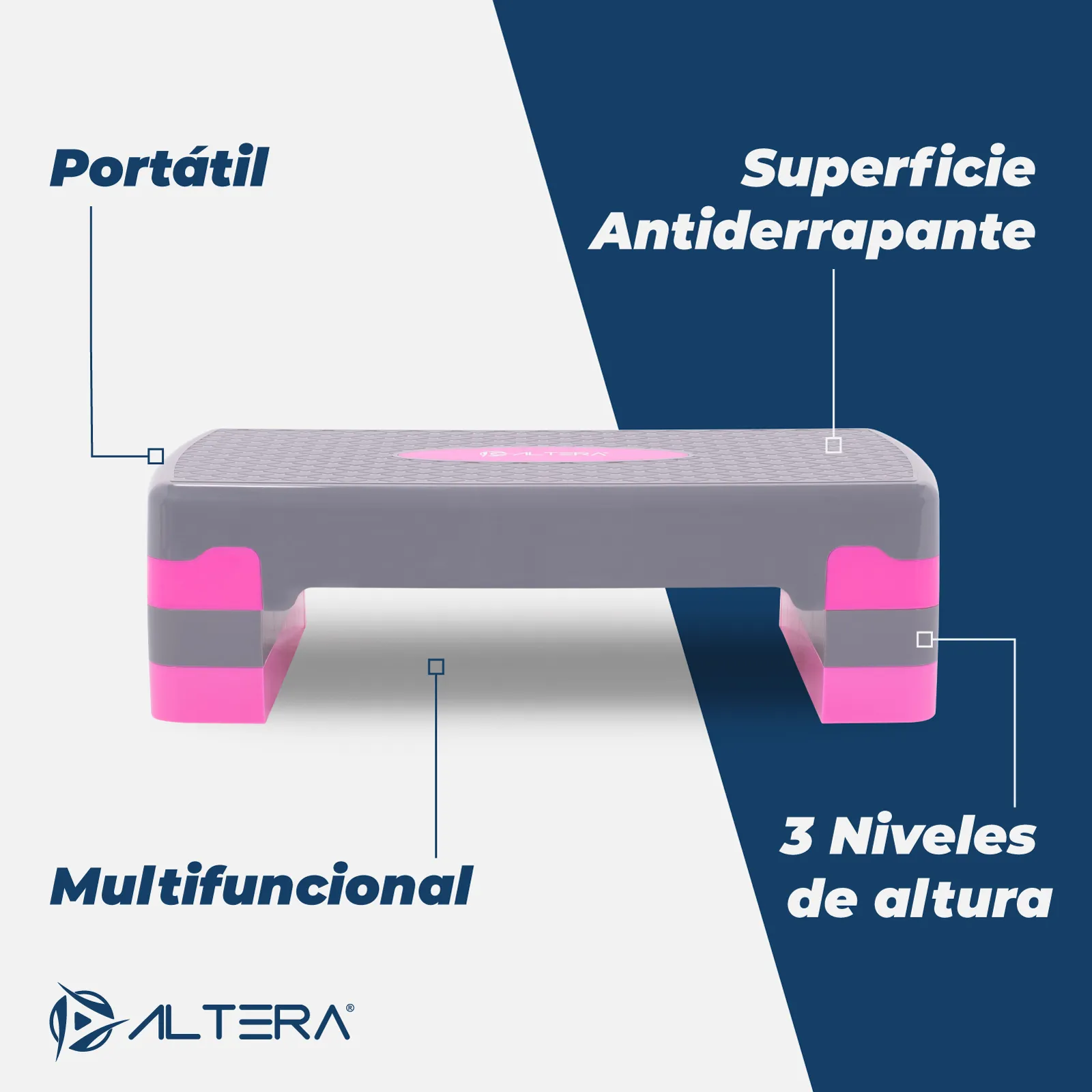 Banco Step Altera Ejercicio Fitness Gym Ajustable 3 Alturas