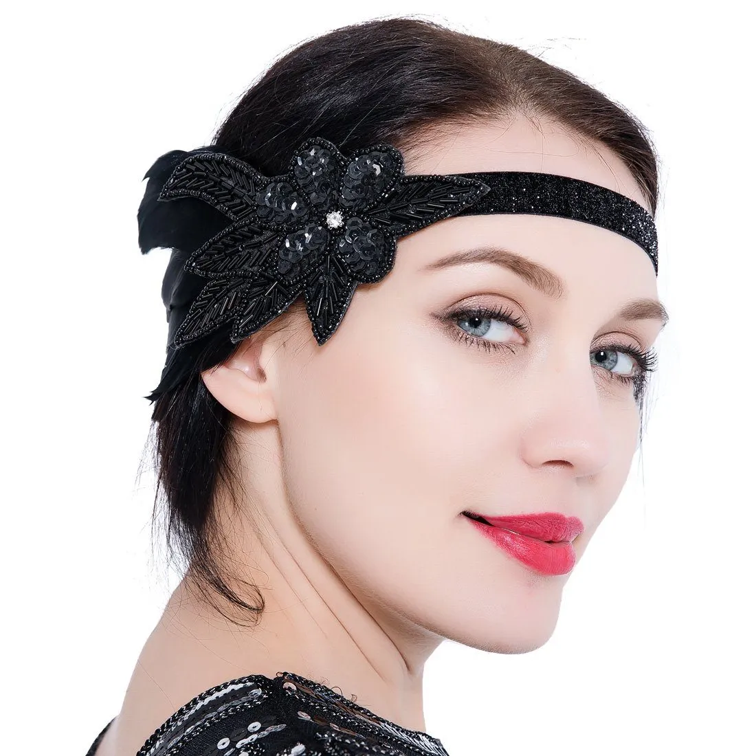 Black Roaring Twenties Accessories Set of 5 1920s Flapper
