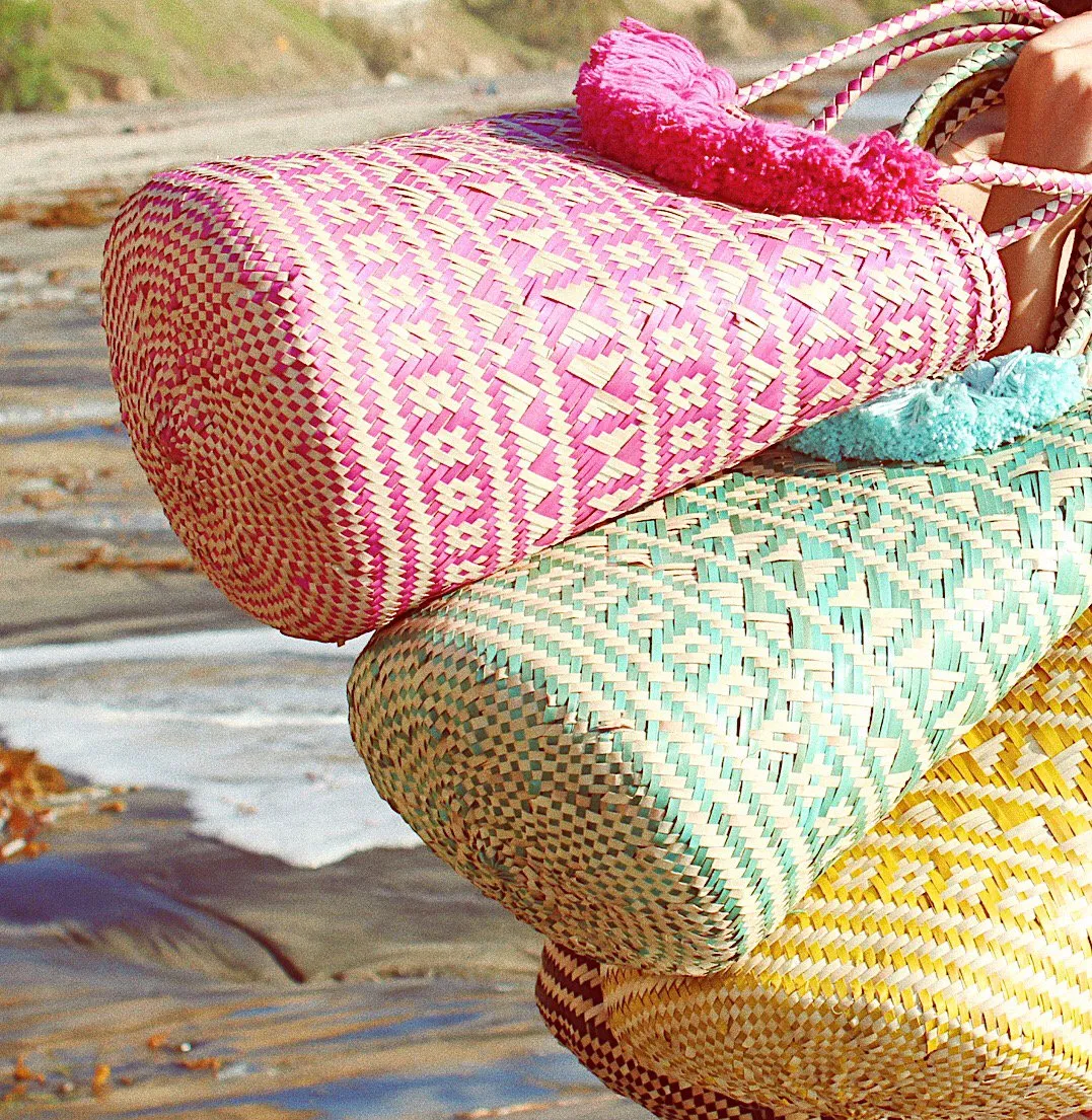 Borneo Maya Straw Tote Bag - in Yellow