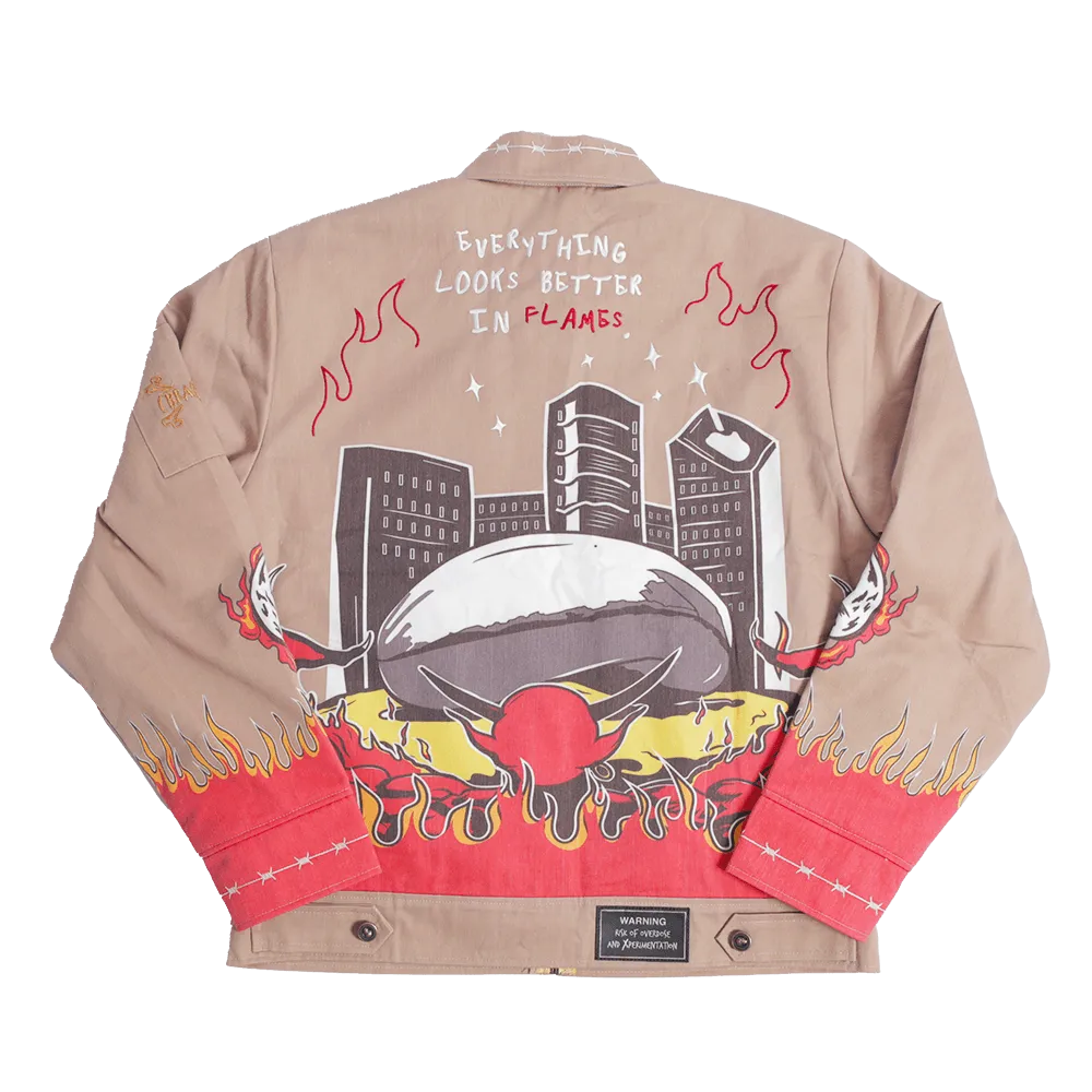 BRAND X CHICAGO FLAMES WORK JACKET (TAN)