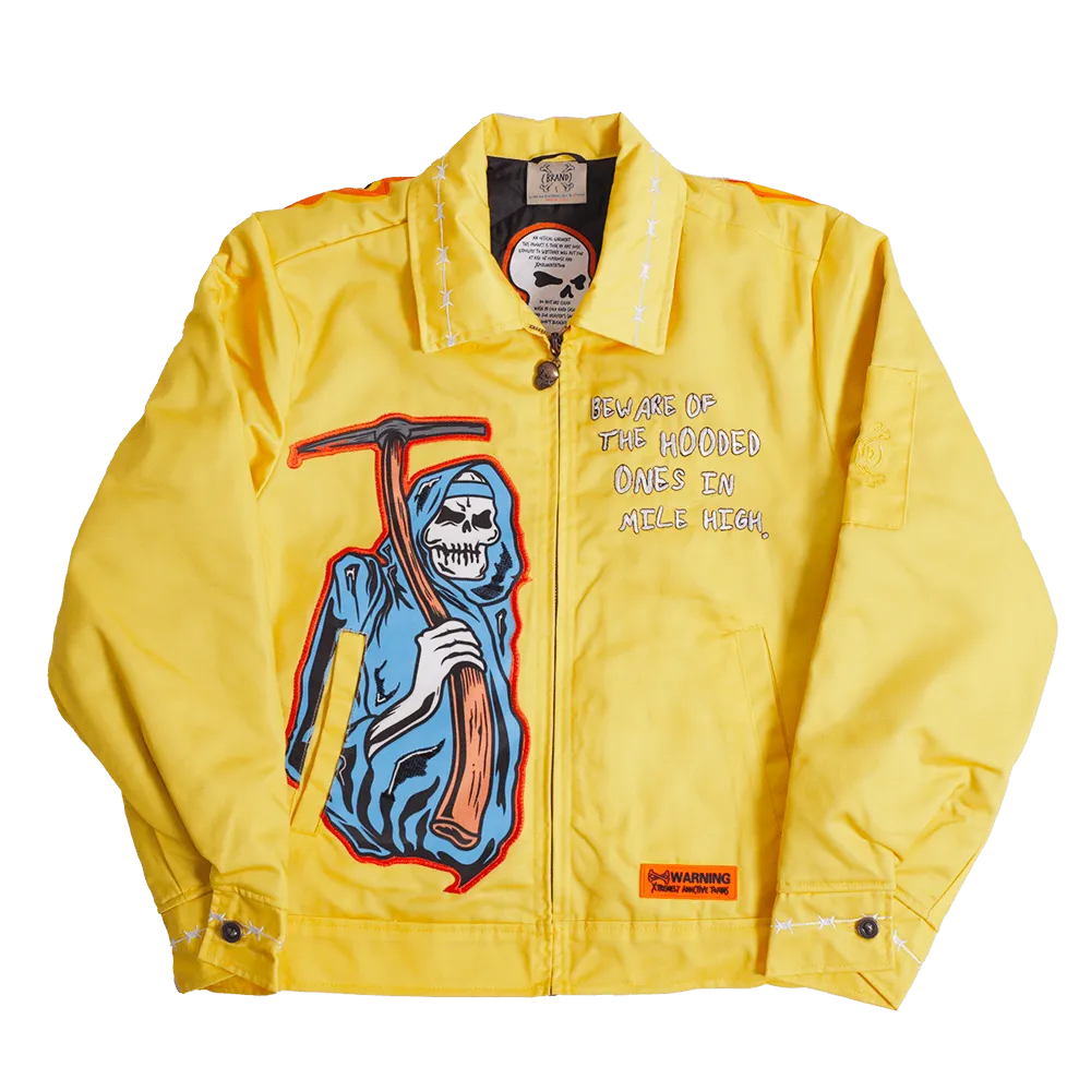 BRAND X DENVER BEWARE OF THE HOODED WORK JACKET (YELLOW)