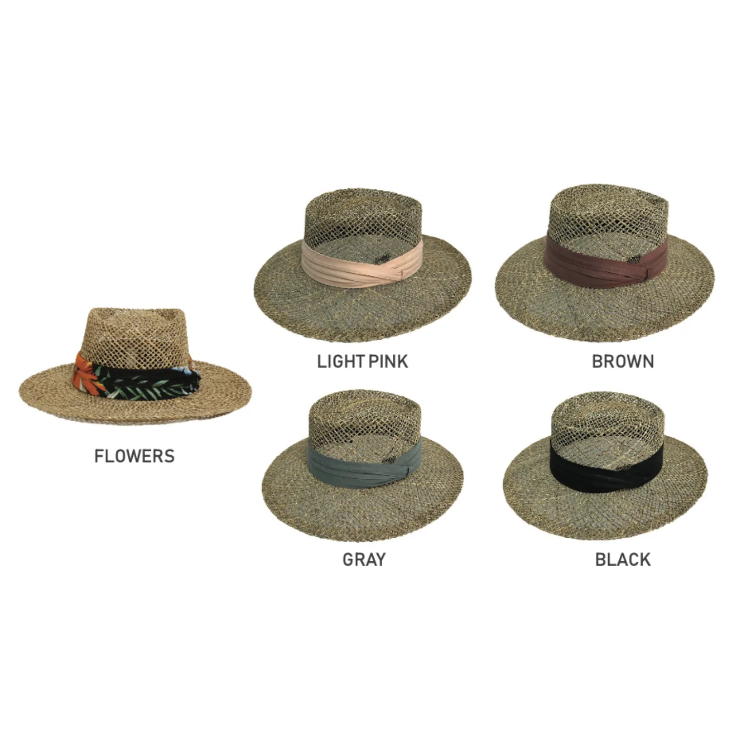 Breathable Woven Straw Hat with Tropical Band - FX001