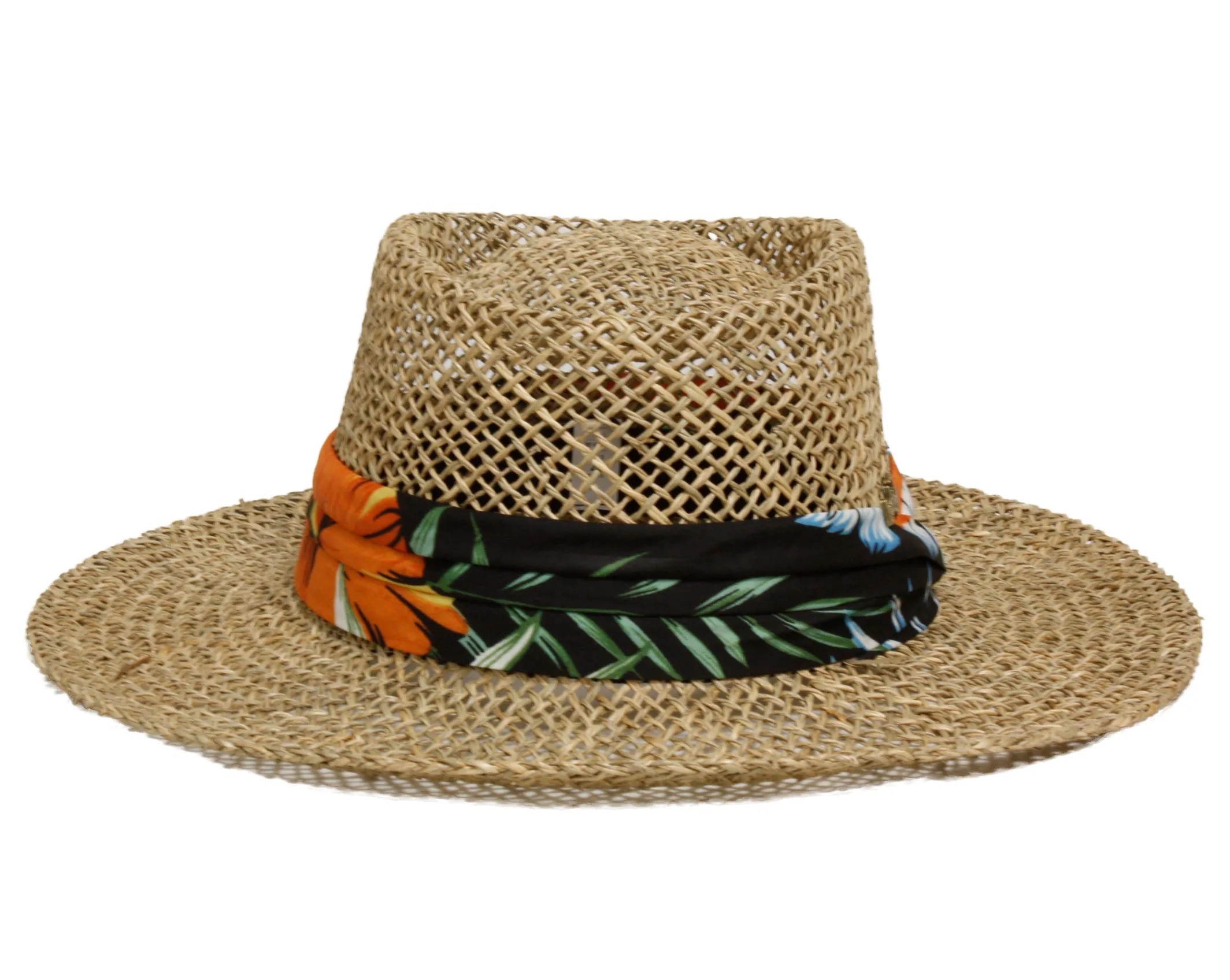 Breathable Woven Straw Hat with Tropical Band - FX001