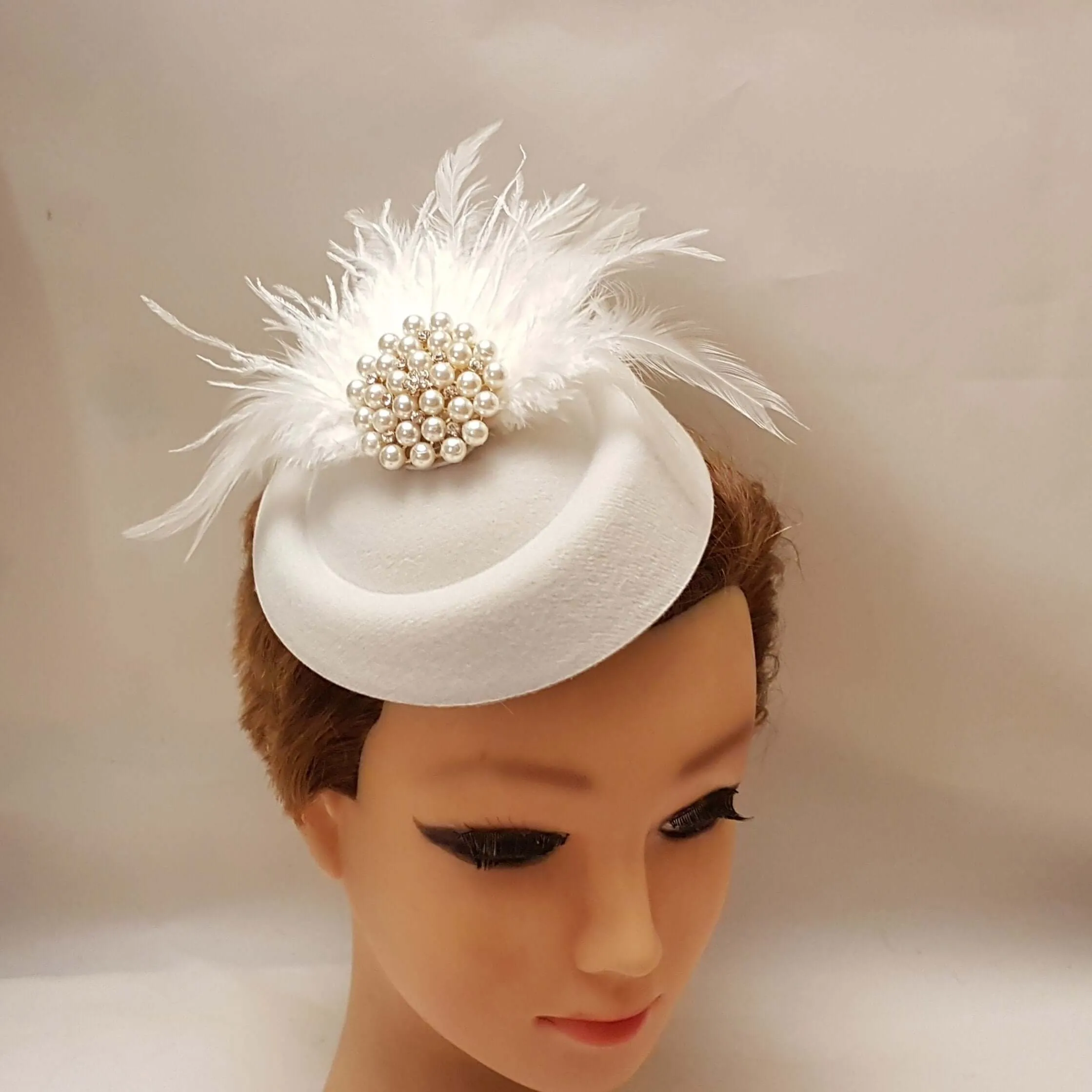 Bridal bird cage veil fascinator Hat#Feather hat fascinator White,Ivory fascinator Blusher Veil