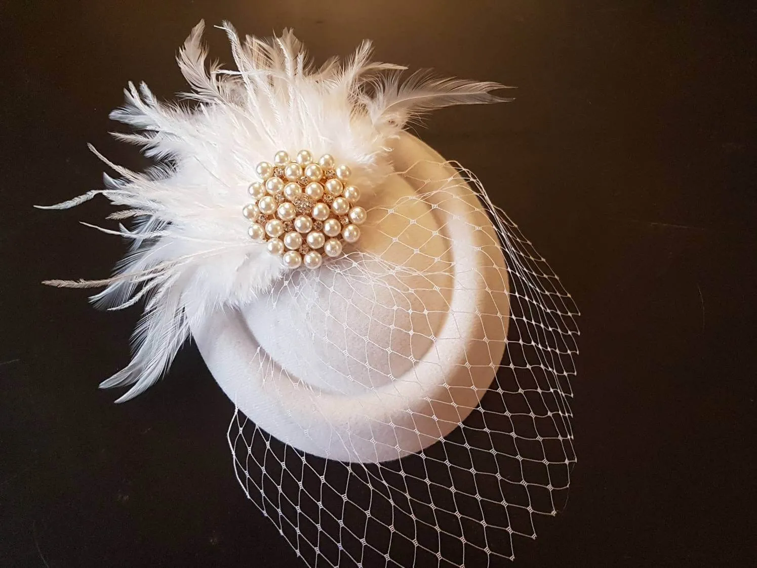 Bridal bird cage veil fascinator Hat#Feather hat fascinator White,Ivory fascinator Blusher Veil