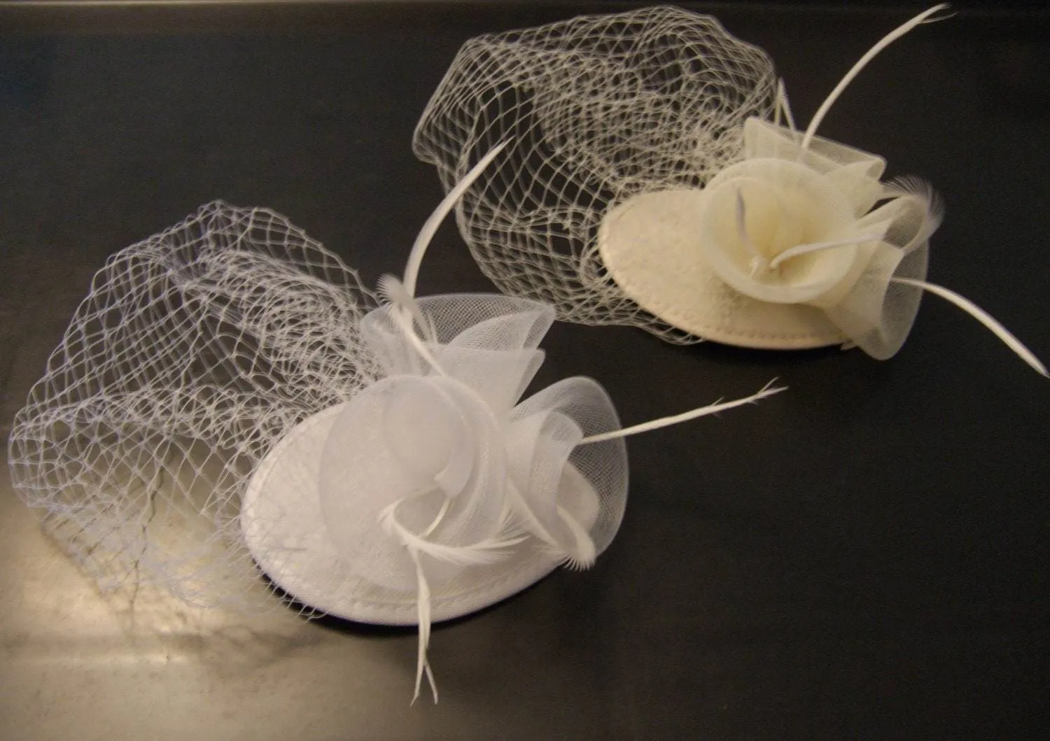 Bridal Birdcage Veil hat fascinator  White Ivory Black Headpiece Wedding headpiece
