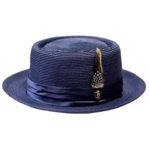 Bruno Capelo Straw Pork-Pie Fedora Hat Rafaele Collection