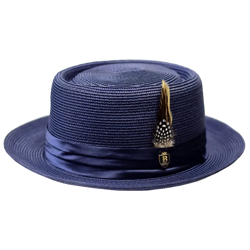 Bruno Capelo Straw Pork-Pie Fedora Hat Rafaele Collection
