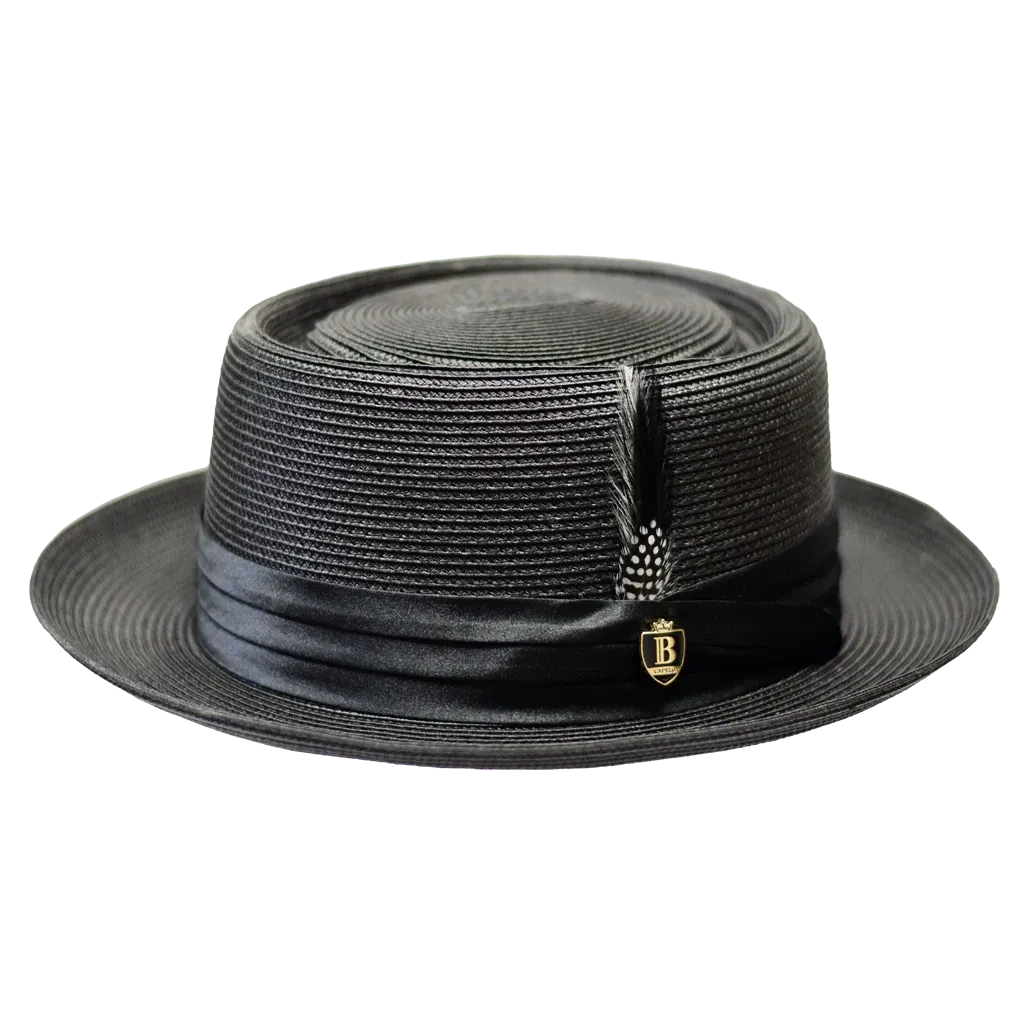 Bruno Capelo Straw Pork-Pie Fedora Hat Rafaele Collection
