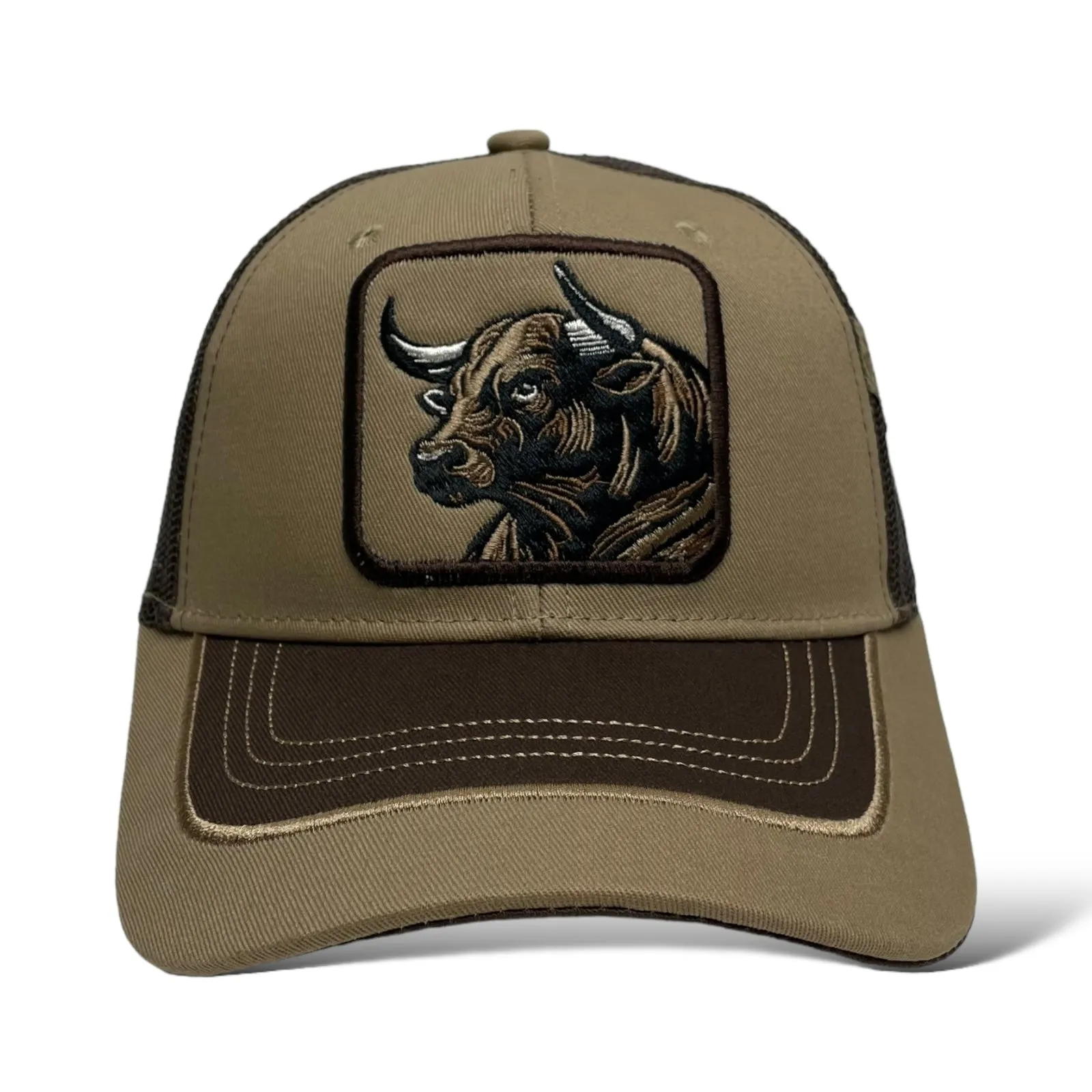 Bull Embroidered Patch Snapback Cap, Western, Rodeo Style, Curved Brim