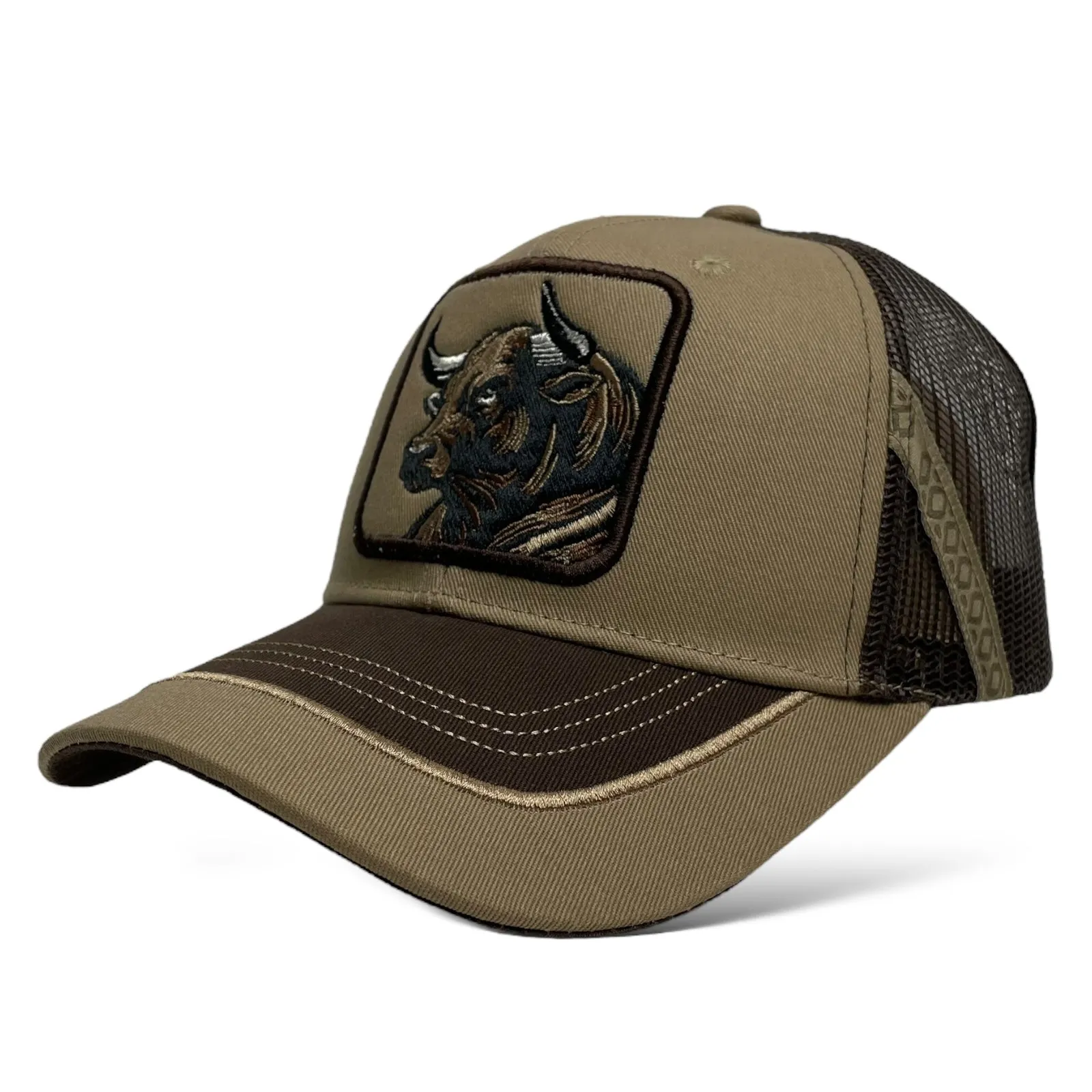 Bull Embroidered Patch Snapback Cap, Western, Rodeo Style, Curved Brim