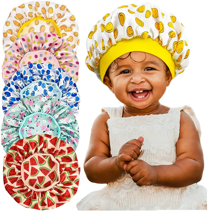 Cartoon Night Sleep Cap for Baby Kids Cute Elastic Turban Bonnet