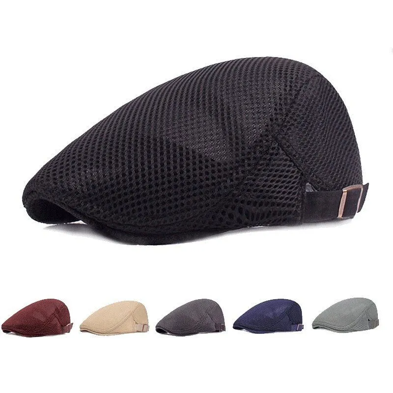Casual Beret Hat Men Breathable Mesh Caps