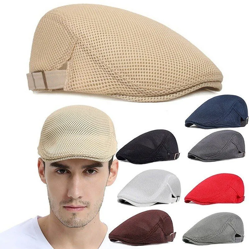 Casual Beret Hat Men Breathable Mesh Caps
