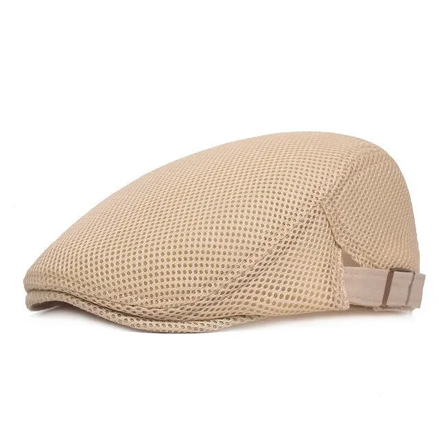 Casual Beret Hat Men Breathable Mesh Caps