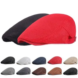 Casual Beret Hat Men Breathable Mesh Caps