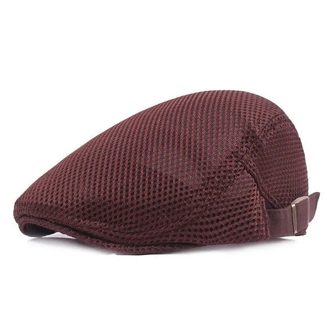 Casual Beret Hat Men Breathable Mesh Caps
